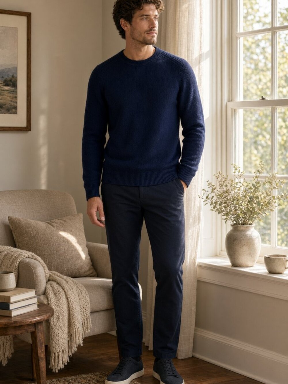 Dylan Gray Men Navy Soft Cashmere Soft Soft Soft Soft Soft Soft Soft Softly US S